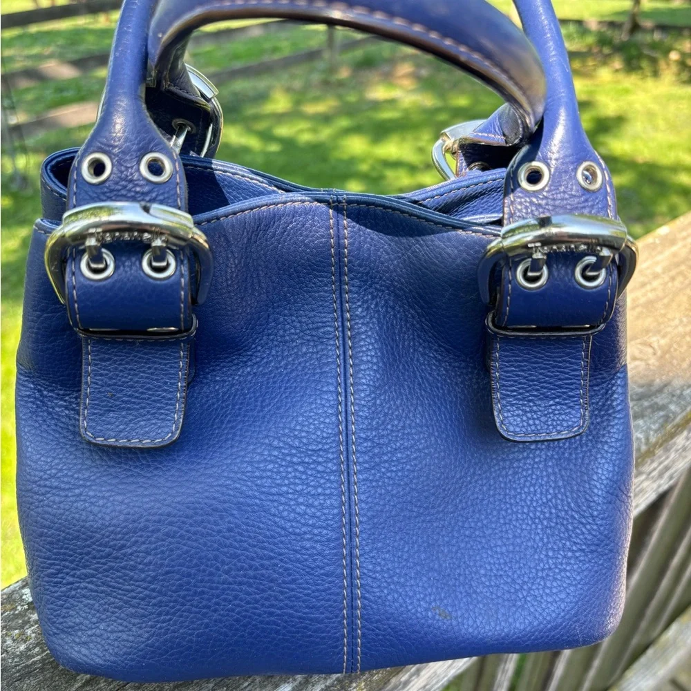 Tignanello Classic Navy Leather Handbag/Satchel